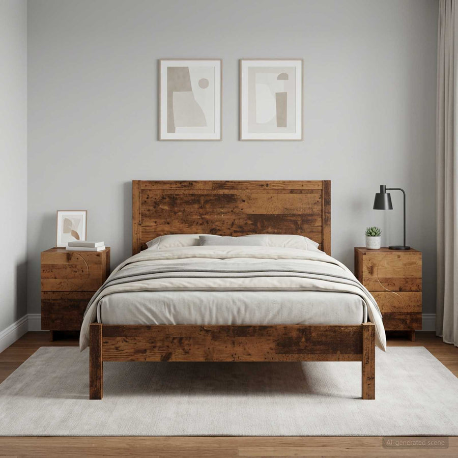 Nachtkastje 2 st Eikenhout 33,5 x 34,5 x 50 cm Bewerkt hout