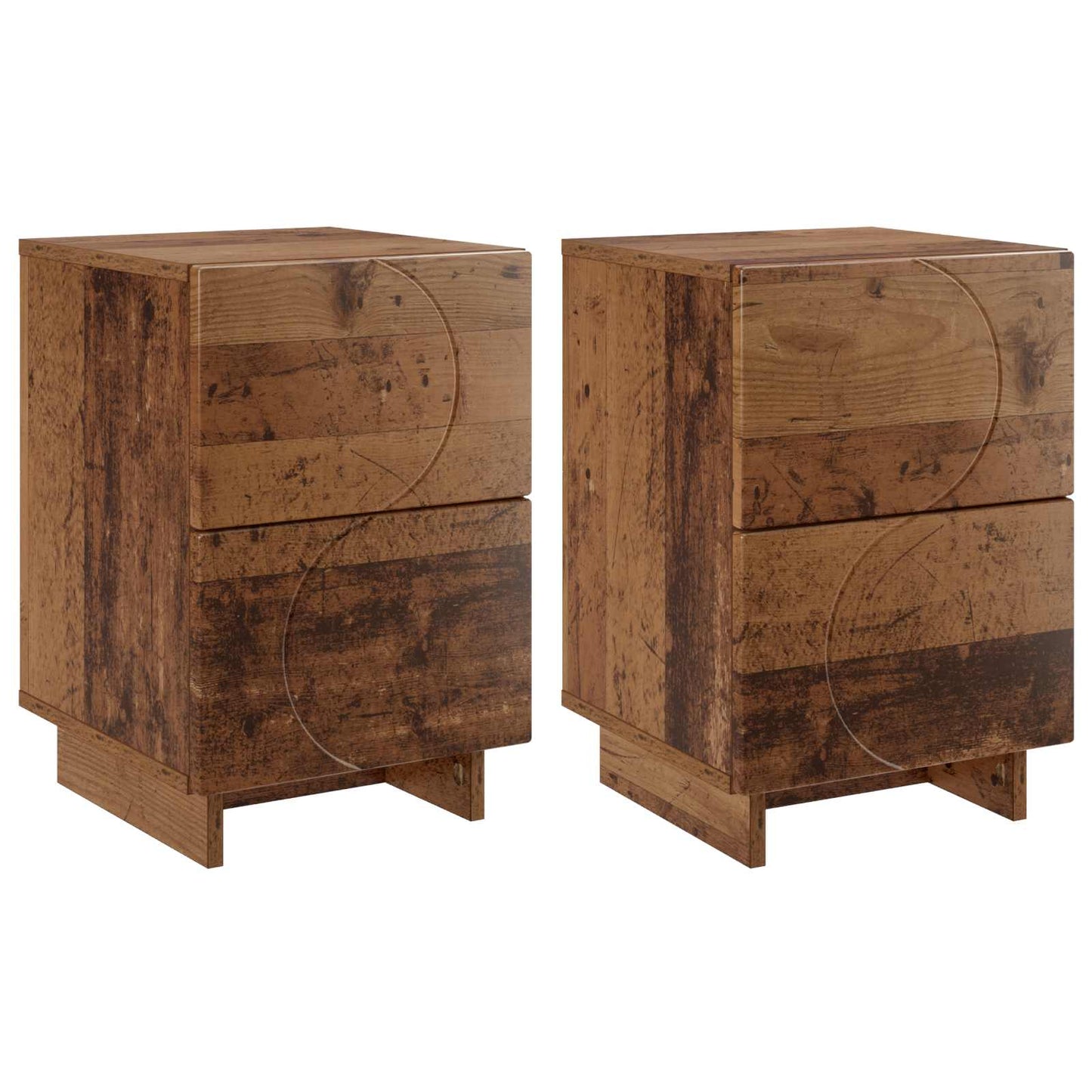 Nachtkastje 2 st Eikenhout 33,5 x 34,5 x 50 cm Bewerkt hout