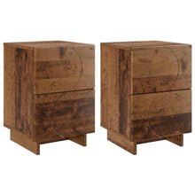 Nachtkastje 2 st Eikenhout 33,5 x 34,5 x 50 cm Bewerkt hout