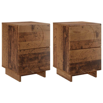 Nachtkastje 2 st Eikenhout 33,5 x 34,5 x 50 cm Bewerkt hout