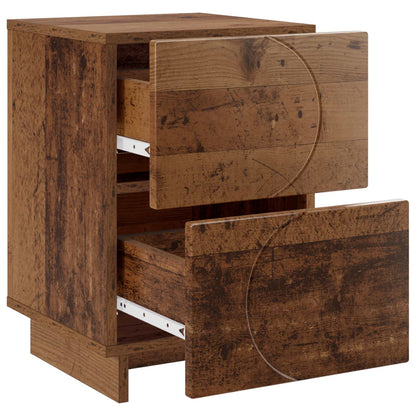 Nachtkastje 2 st Eikenhout 33,5 x 34,5 x 50 cm Bewerkt hout