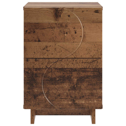 Nachtkastje 2 st Eikenhout 33,5 x 34,5 x 50 cm Bewerkt hout