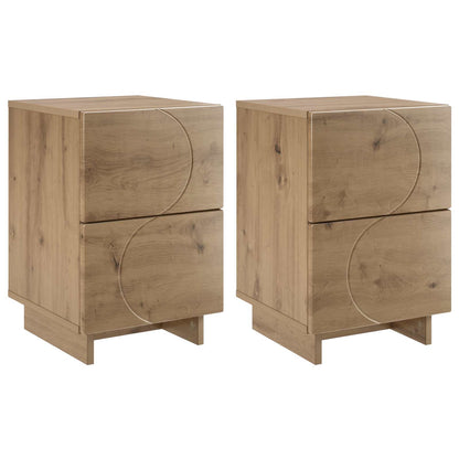 Nachtkastje 2 st Artisanaal eiken 33,5 x 34,5 x 50 cm