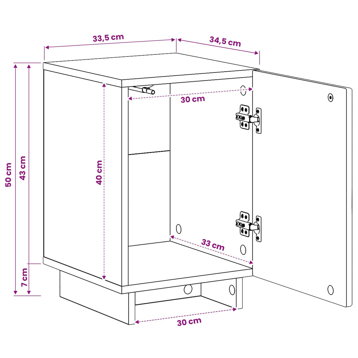 Nachtkastje 2 st Zwart 33,5 x 34,5 x 50 cm Bewerkt hout
