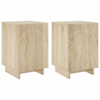 Nachtkastje 2 st Sonoma Eiken 33,5 x 34,5 x 50 cm Bewerkt hout