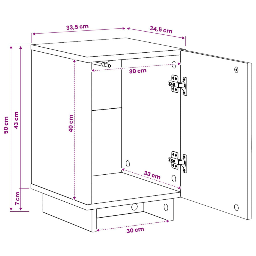Nachtkastje Betongrijs 33,5 x 34,5 x 50 cm Bewerkt hout