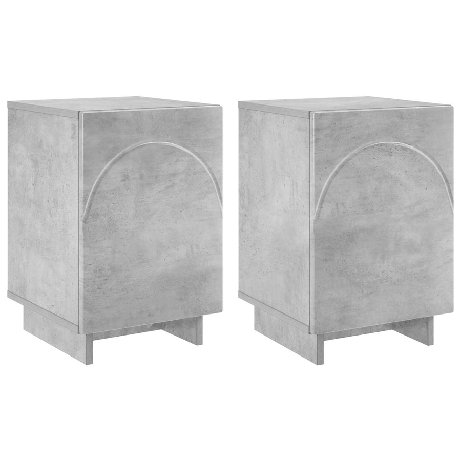 Nachtkastje 2 st Betongrijs 33,5 x 34,5 x 50 cm Bewerkt hout