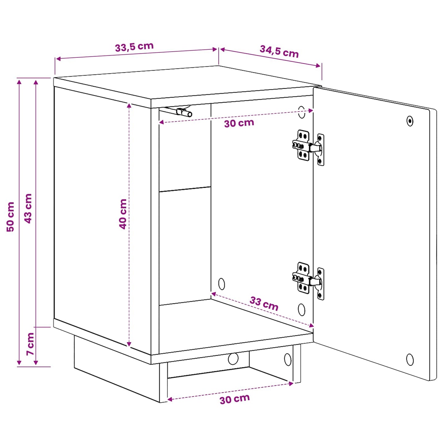 Nachtkastje Hoogglans Wit 33,5 x 34,5 x 50 cm Bewerkt hout