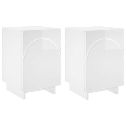 Nachtkastje 2 st Hoogglans Wit 33,5 x 34,5 x 50 cm Bewerkt hout
