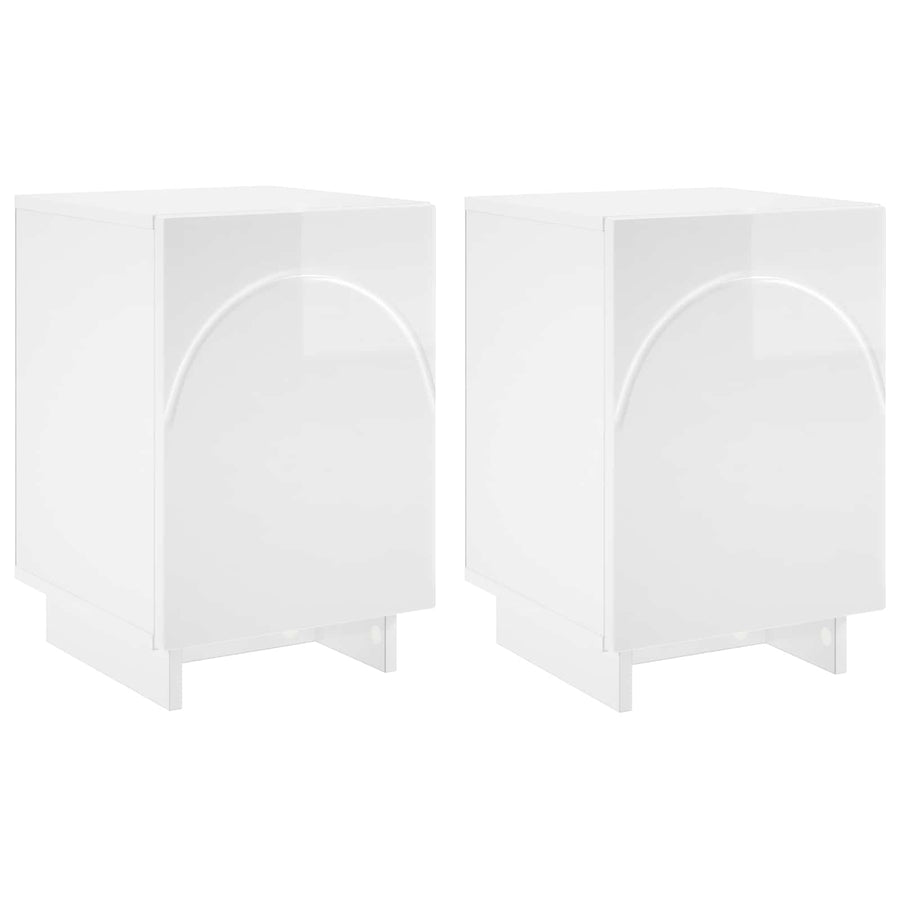 Nachtkastje 2 st Hoogglans Wit 33,5 x 34,5 x 50 cm Bewerkt hout