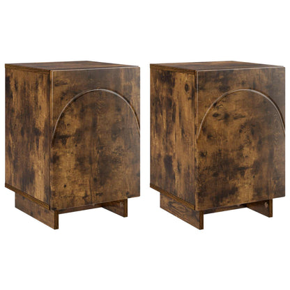 Nachtkastje 2 st Gerookt eiken 33,5 x 34,5 x 50 cm Bewerkt hout