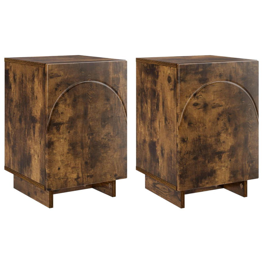 Nachtkastje 2 st Gerookt eiken 33,5 x 34,5 x 50 cm Bewerkt hout