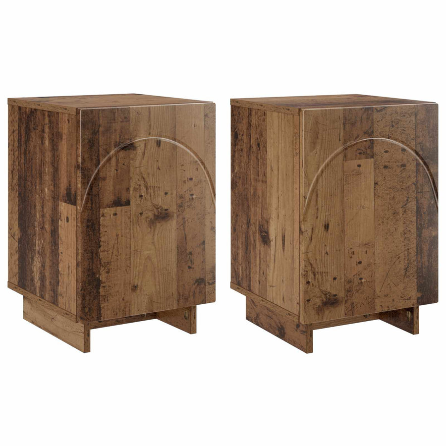Nachtkastje 2 st Oud hout 33,5 x 34,5 x 50 cm Bewerkt hout
