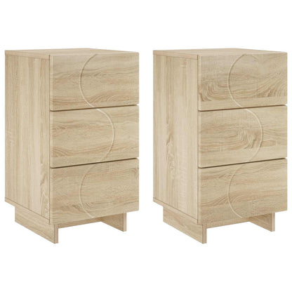 Nachtkastje 2 st Sonoma Eiken 33,5 x 34,5 x 60 cm Bewerkt hout