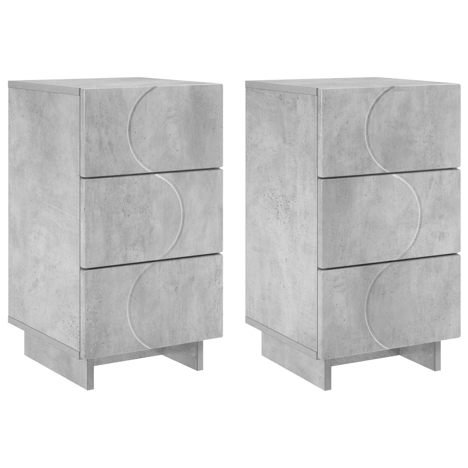 Nachtkastje 2 st Betongrijs 33,5 x 34,5 x 60 cm Bewerkt hout
