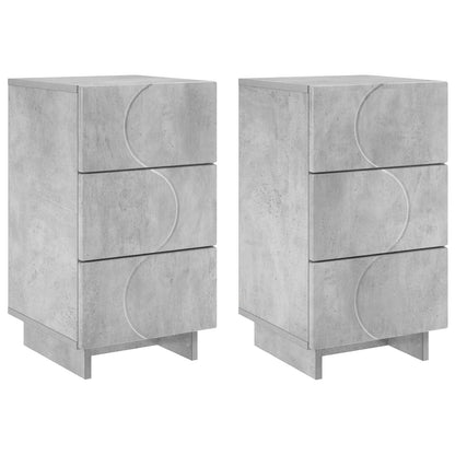 Nachtkastje 2 st Betongrijs 33,5 x 34,5 x 60 cm Bewerkt hout