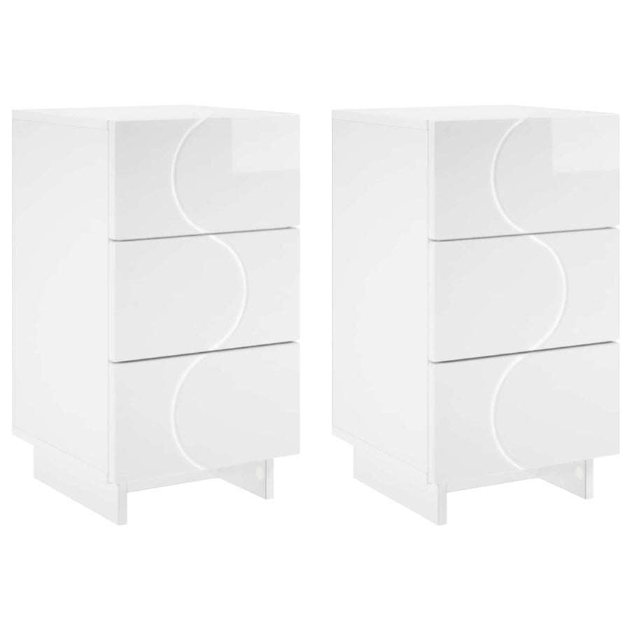 Nachtkastje 2 st Hoogglans Wit 33,5 x 34,5 x 60 cm Bewerkt hout