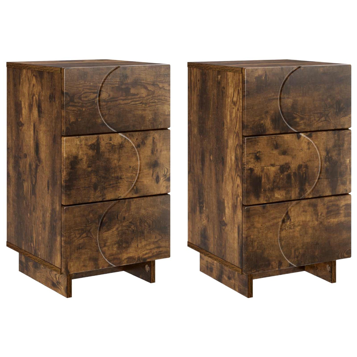 Nachtkastje 2 st Gerookt eiken 33,5 x 34,5 x 60 cm Bewerkt hout