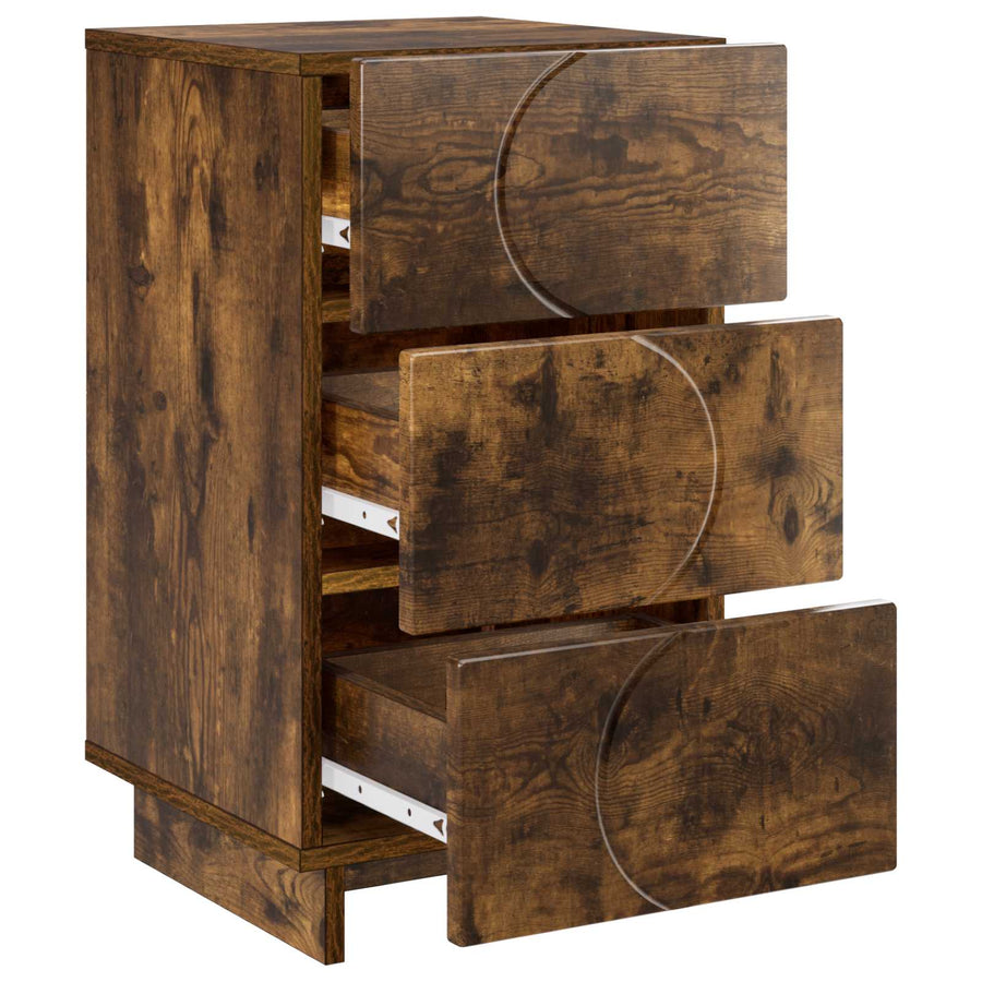 Nachtkastje 2 st Gerookt eiken 33,5 x 34,5 x 60 cm Bewerkt hout