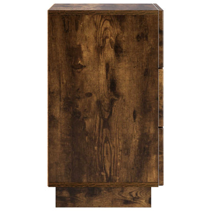 Nachtkastje 2 st Gerookt eiken 33,5 x 34,5 x 60 cm Bewerkt hout