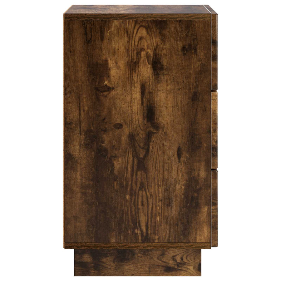 Nachtkastje 2 st Gerookt eiken 33,5 x 34,5 x 60 cm Bewerkt hout