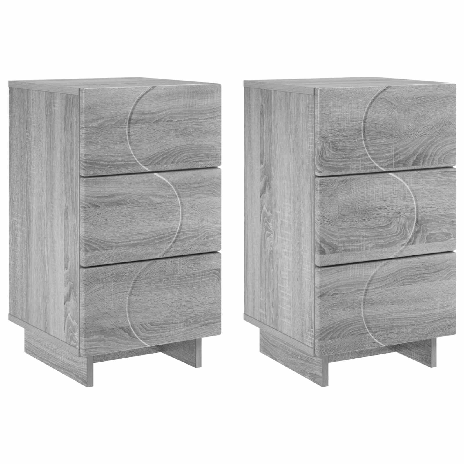 Nachtkastje 2 st Grijs Sonoma 33,5 x 34,5 x 60 cm Bewerkt hout