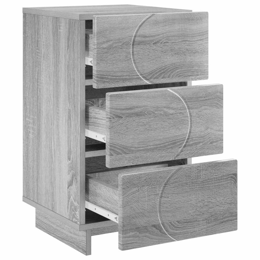 Nachtkastje 2 st Grijs Sonoma 33,5 x 34,5 x 60 cm Bewerkt hout
