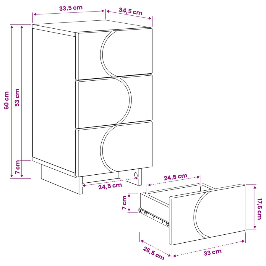 Nachtkastje 2 st Grijs Sonoma 33,5 x 34,5 x 60 cm Bewerkt hout