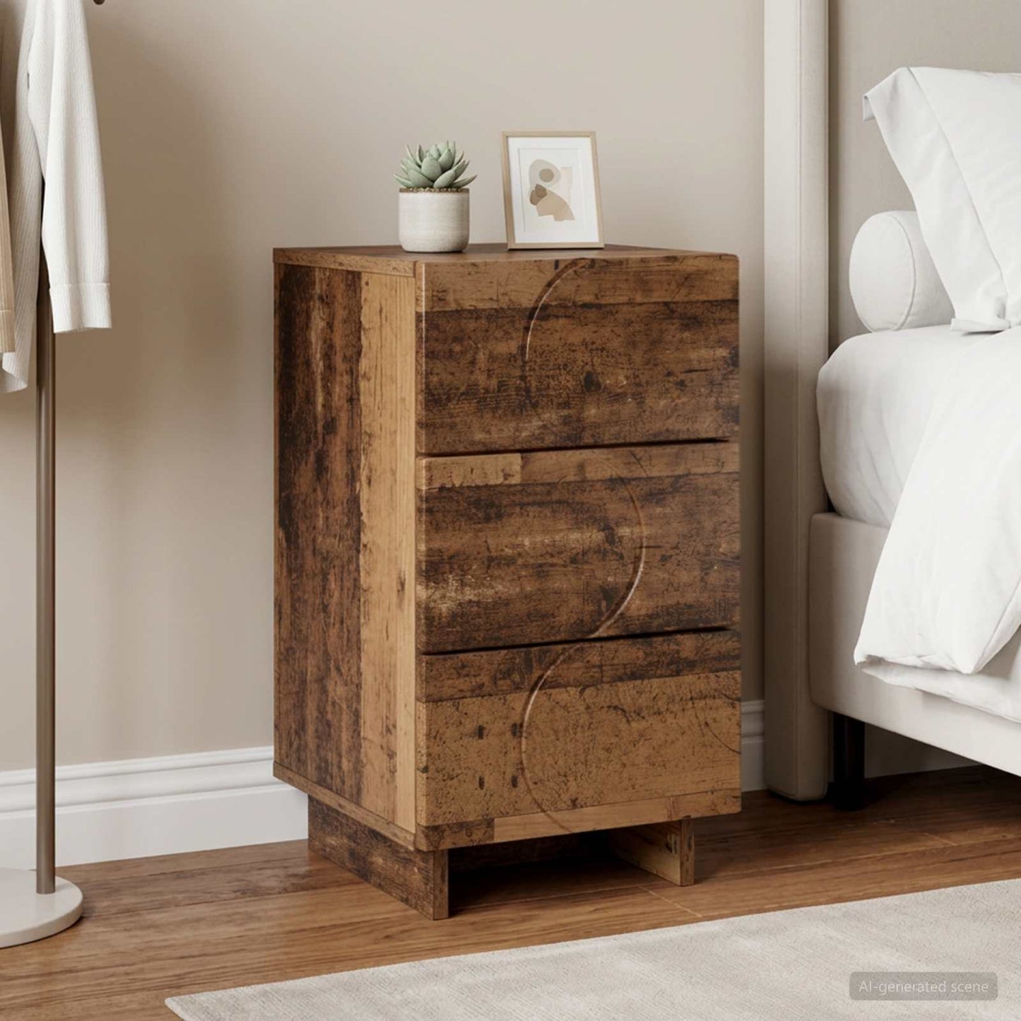 Nachtkastje Oud hout 33,5 x 34,5 x 60 cm Bewerkt hout