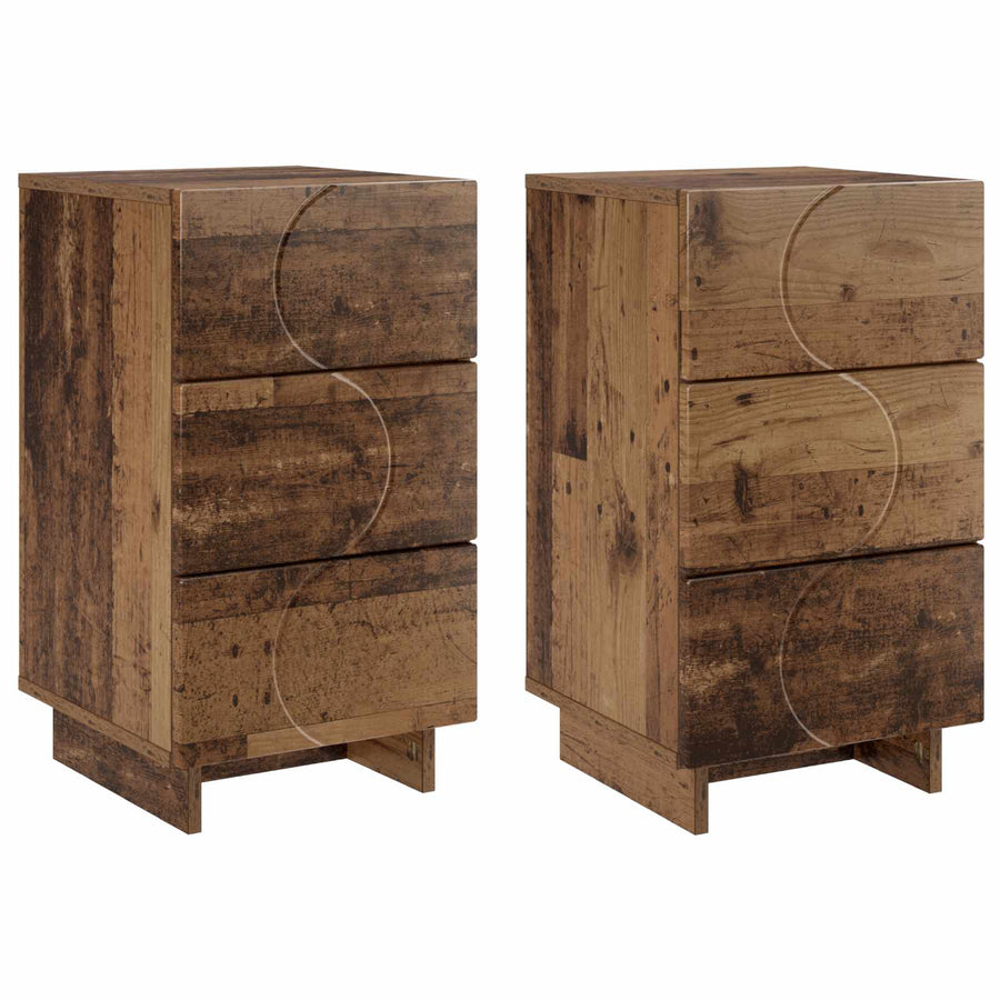 Nachtkastje 2 st Oud hout 33,5 x 34,5 x 60 cm Bewerkt hout