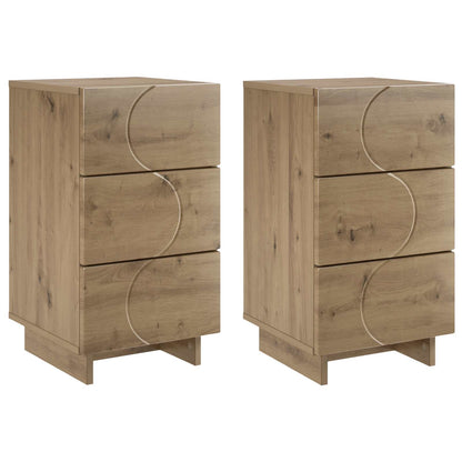 Nachtkastje 2 st Artisan eiken 33,5 x 34,5 x 60 cm Bewerkt hout