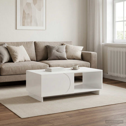 Salontafel Hoogglans Wit 95 x 50,5 x 35 cm Bewerkt hout