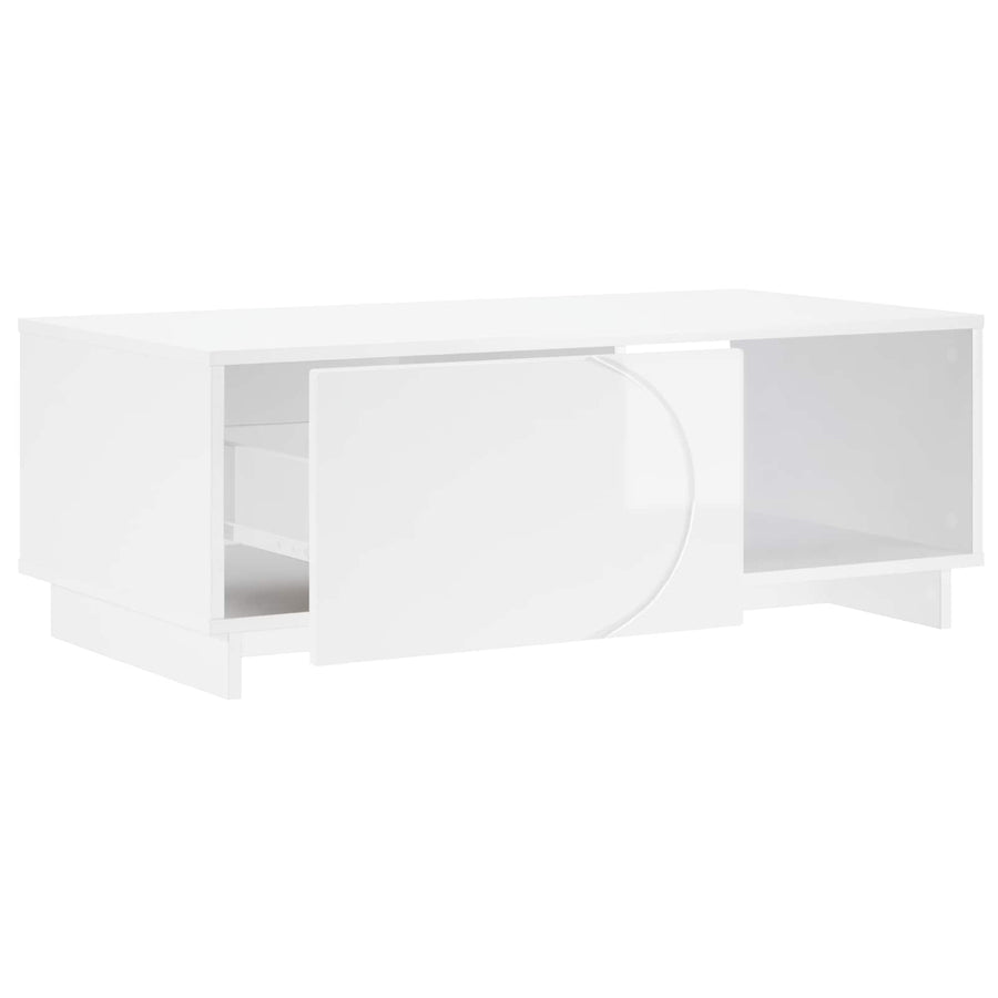 Salontafel Hoogglans Wit 95 x 50,5 x 35 cm Bewerkt hout