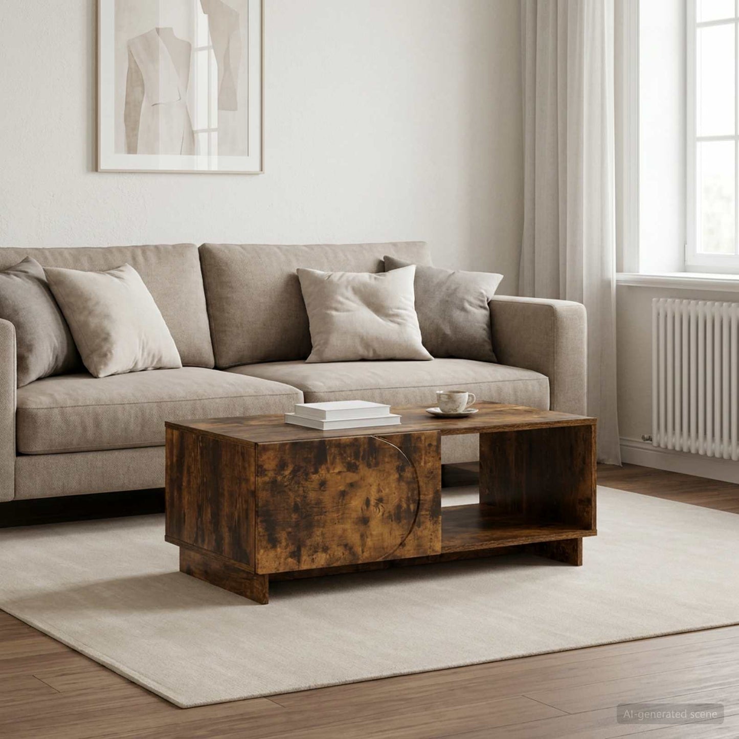 Salontafel Gerookt eiken 95 x 50,5 x 35 cm Bewerkt hout