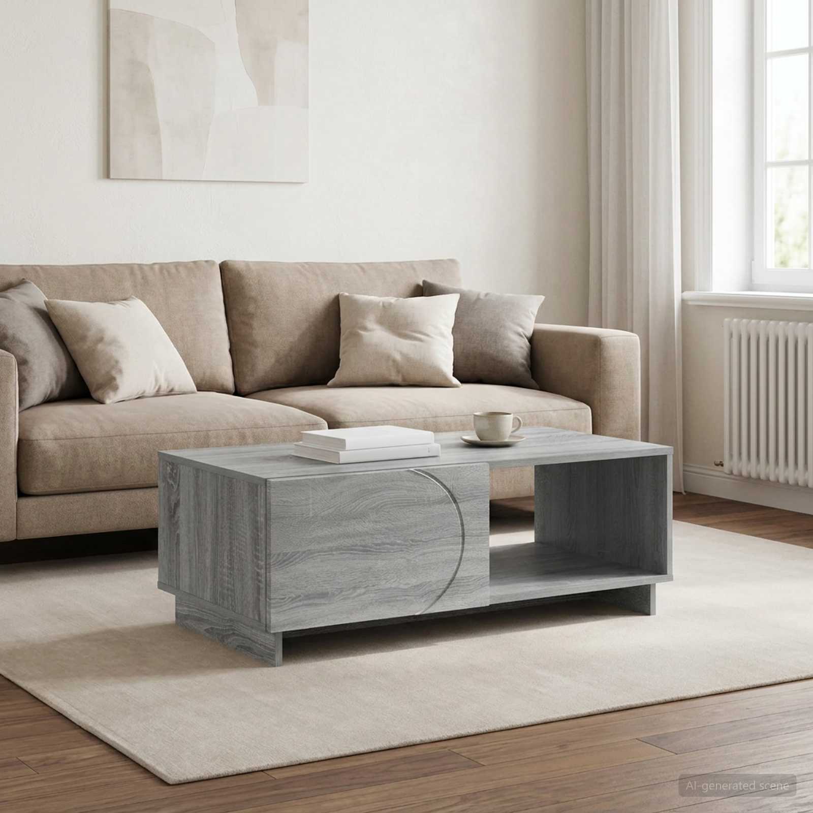 Salontafel Grijs Sonoma 95 x 50,5 x 35 cm Bewerkt hout