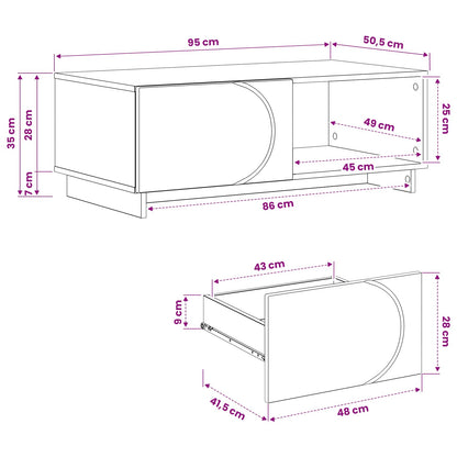 Salontafel Artisan eiken 95 x 50,5 x 35 cm Bewerkt hout