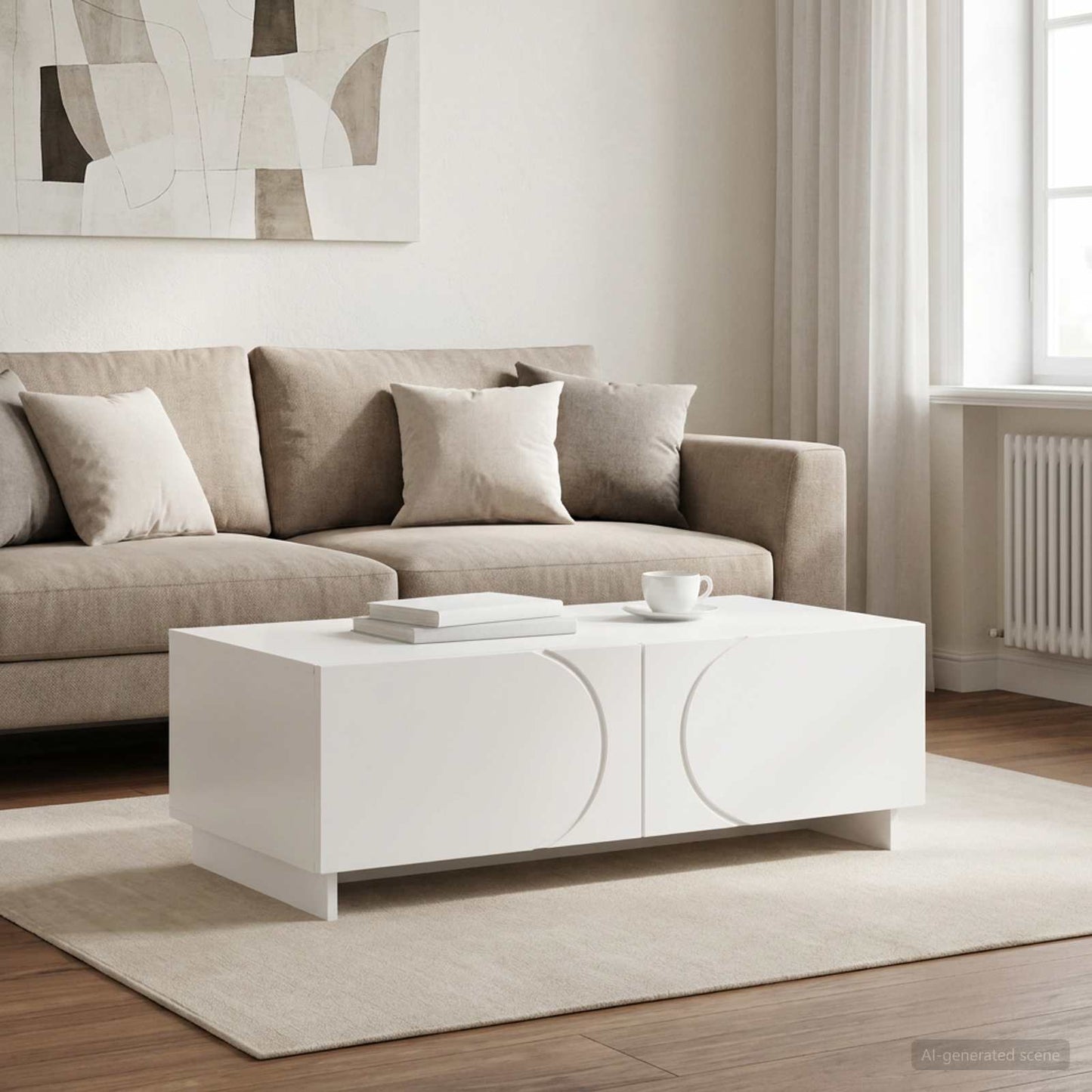 Salontafel Wit 102 x 50,5 x 35 cm Bewerkt hout