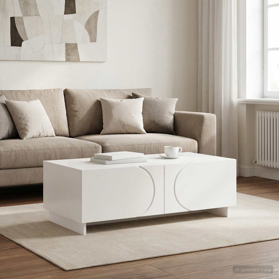 Salontafel Wit 102 x 50,5 x 35 cm Bewerkt hout