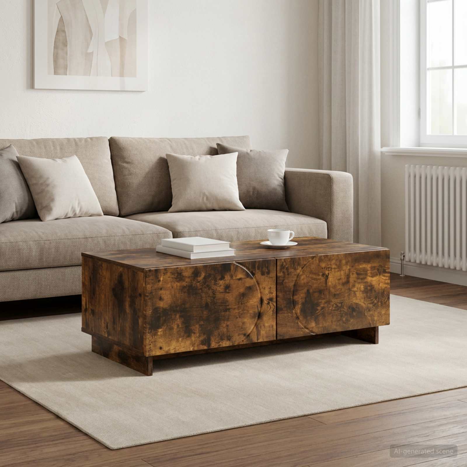 Salontafel Gerookt eiken 102 x 50,5 x 35 cm Bewerkt hout