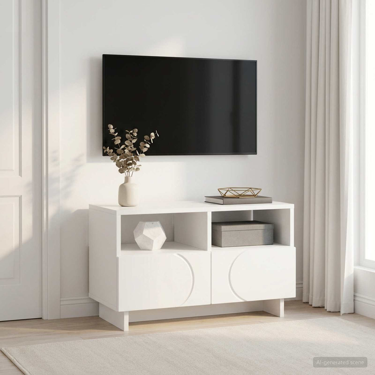 TV-standaard 60 x 34.5 x 40 cm Wit Bewerkt hout