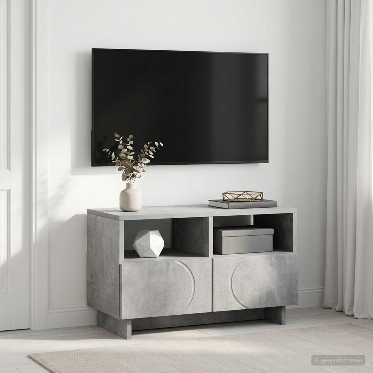 TV-standaard 60 x 34.5 x 40 cm Betongrijs Bewerkt hout