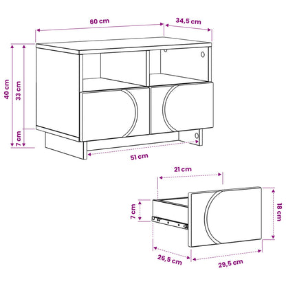 TV-standaard 60 x 34.5 x 40 cm Betongrijs Bewerkt hout