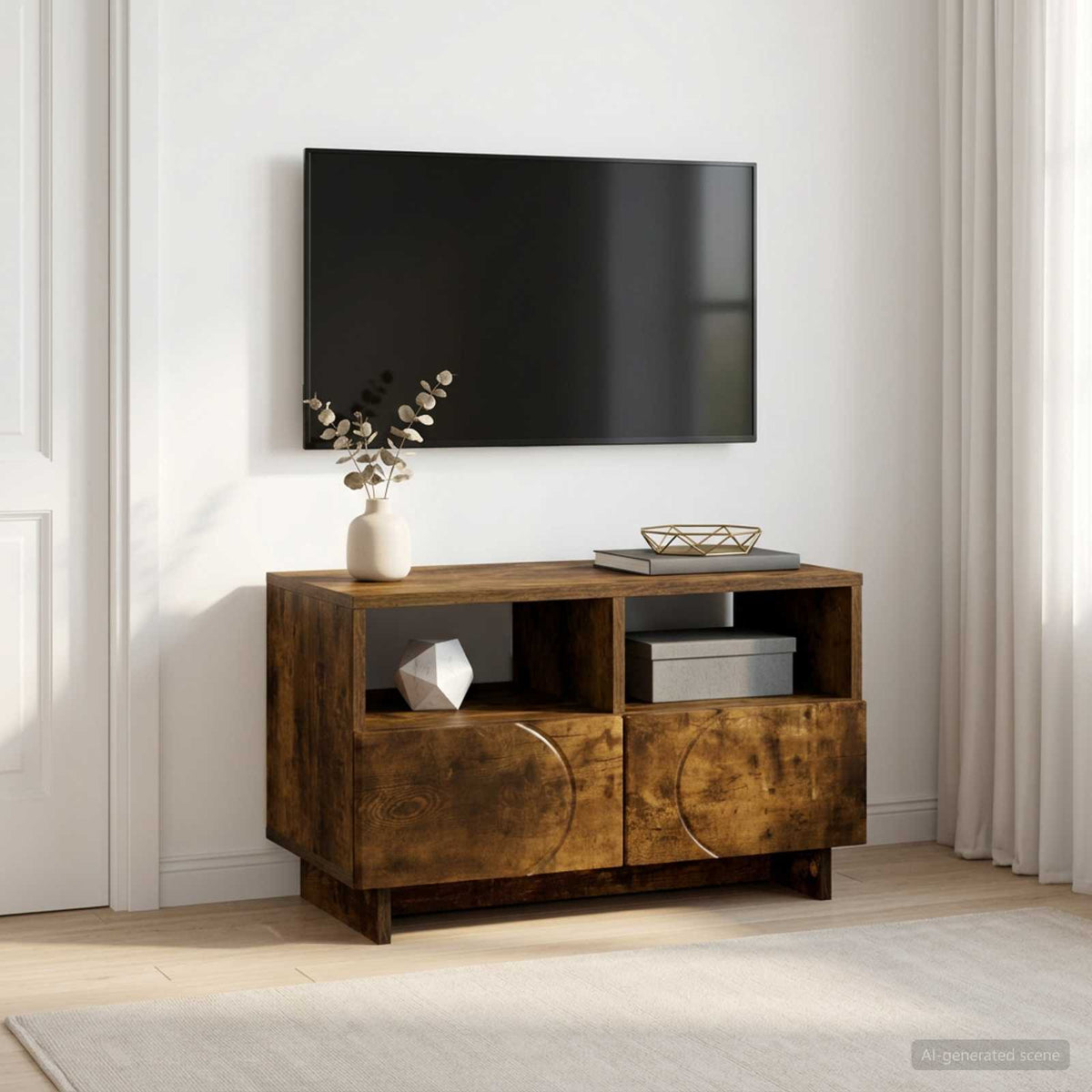 TV-standaard 60 x 34.5 x 40 cm Gerookt eiken Bewerkt hout