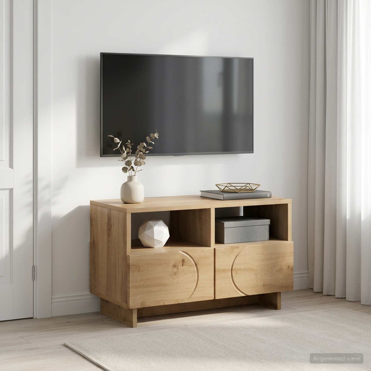TV-standaard 60 x 34.5 x 40 cm Artisanaal eiken Bewerkt hout