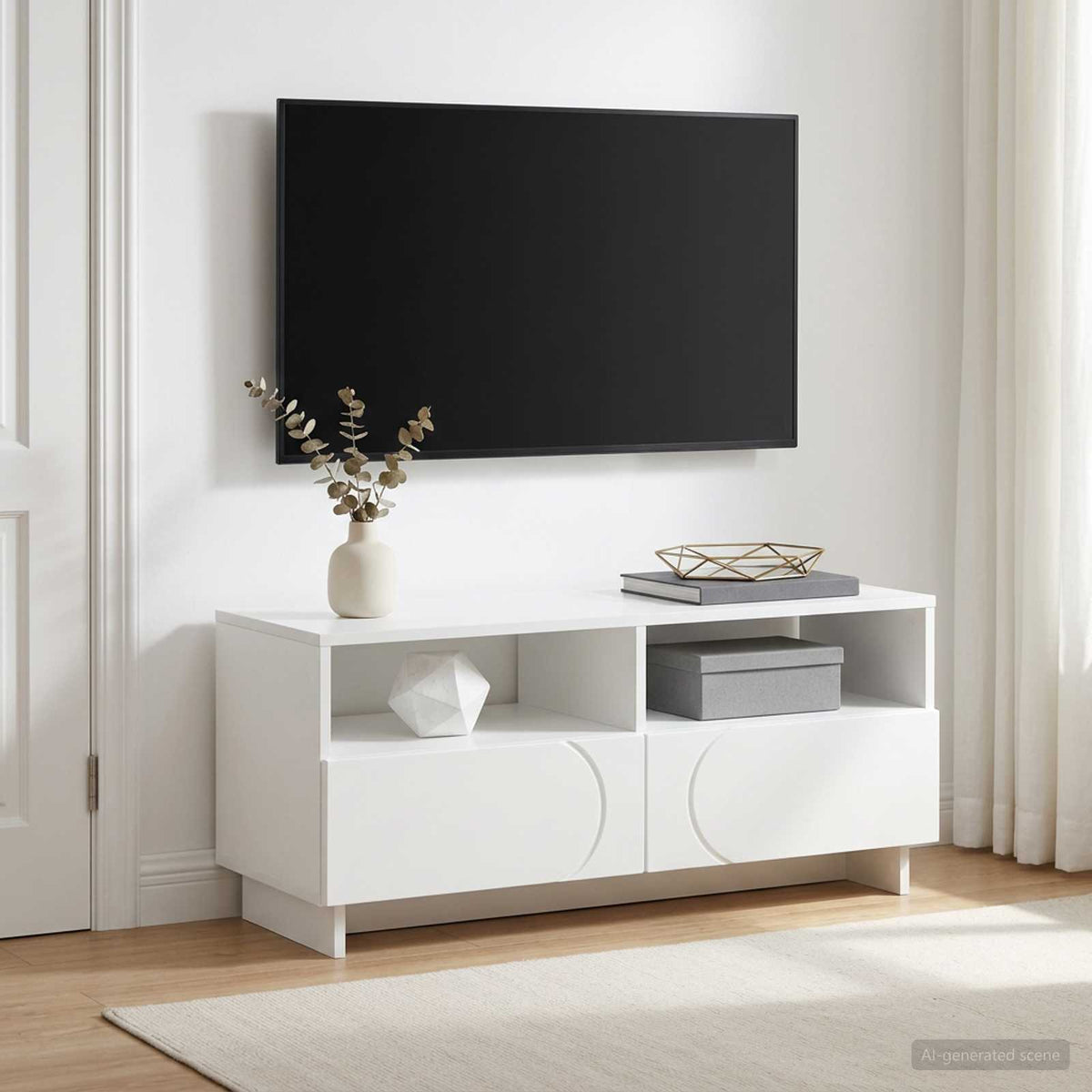 TV-standaard 90 x 34,5 x 40 cm Wit Bewerkt hout