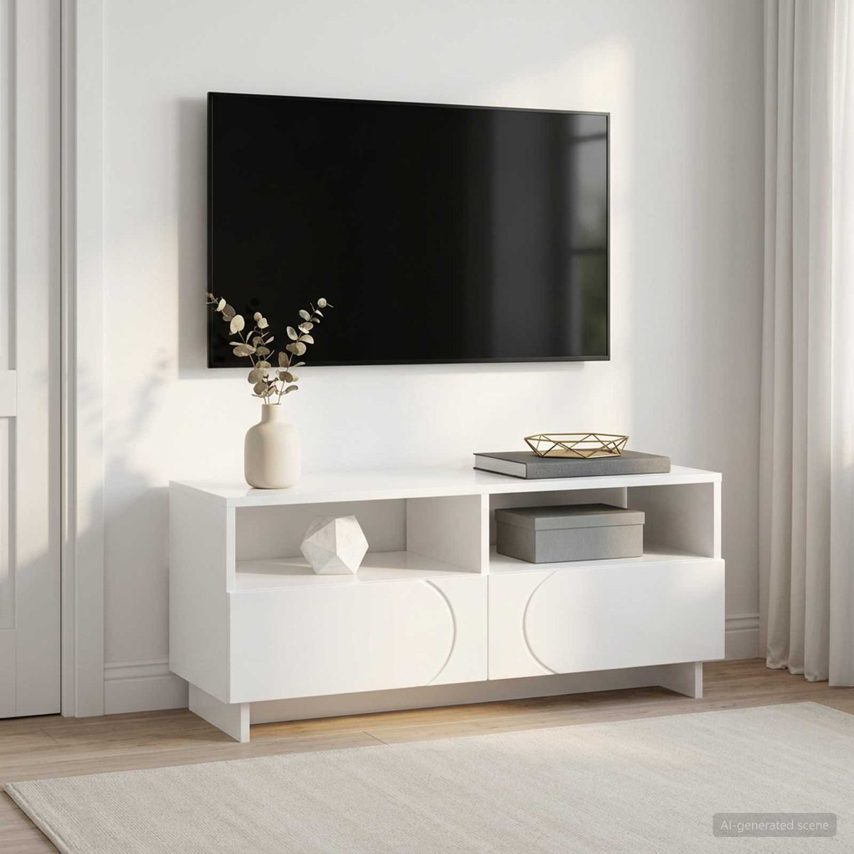 TV-standaard 90 x 34,5 x 40 cm Hoogglans Wit Bewerkt hout