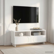 TV-standaard 90x34,5x40 cm hoogglans wit bewerkt hout