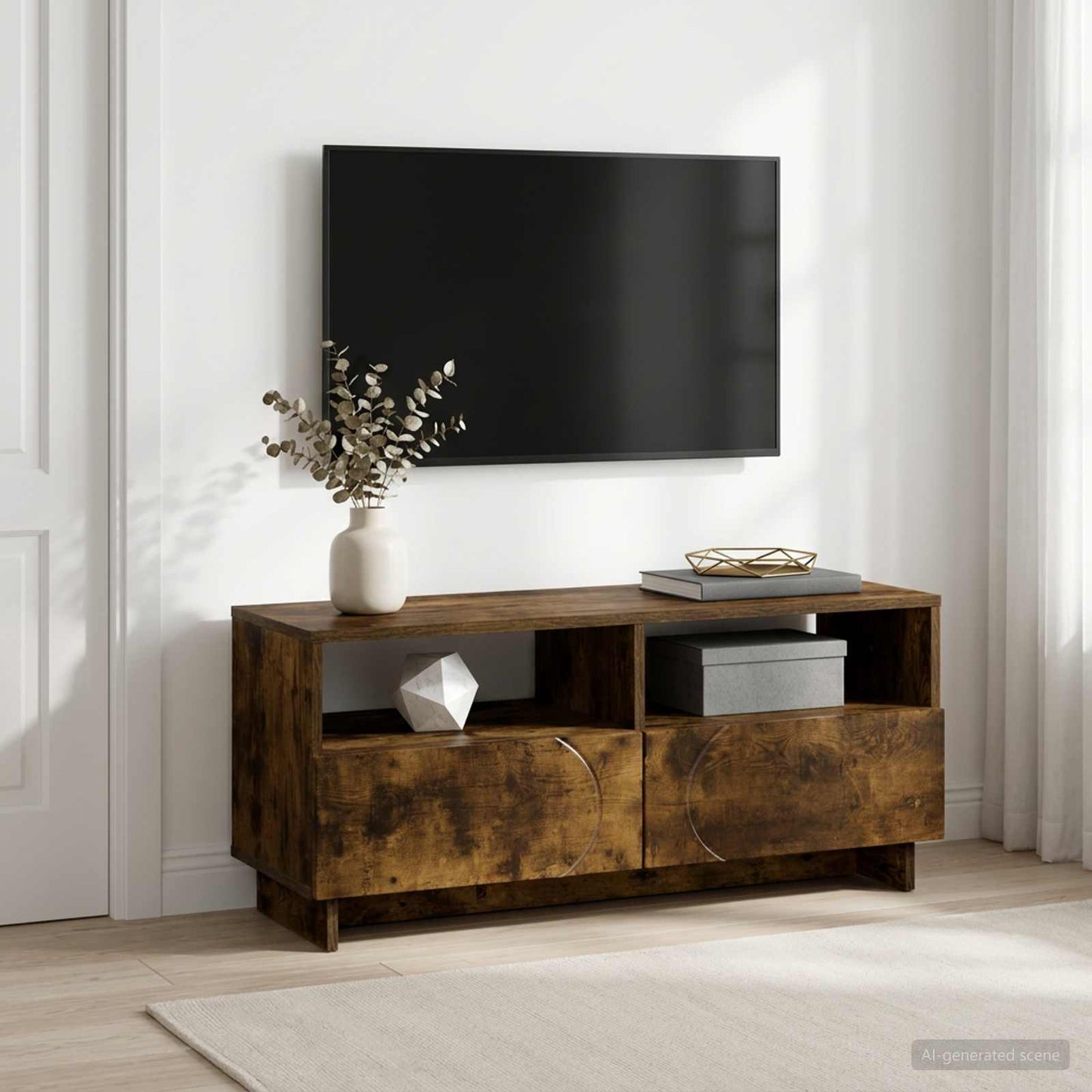 TV-standaard 90 x 34.5 x 40 cm Gerookt eiken Bewerkt hout