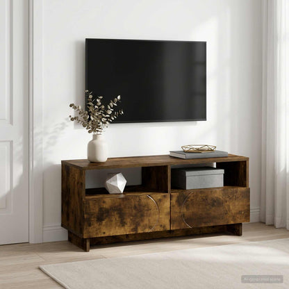 TV-standaard 90 x 34.5 x 40 cm Gerookt eiken Bewerkt hout
