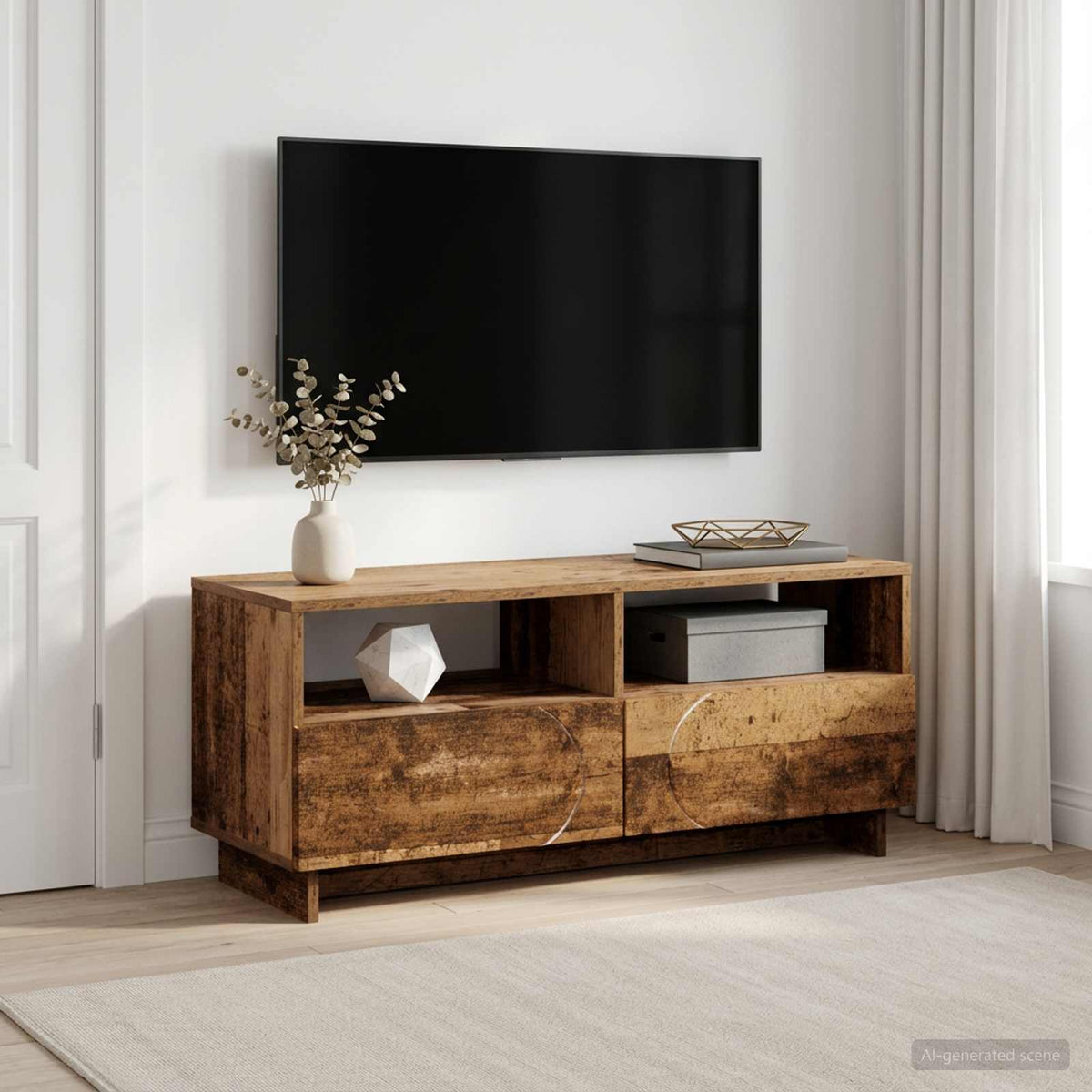 TV-standaard 90 x 34,5 x 40 cm Oud hout Bewerkt hout